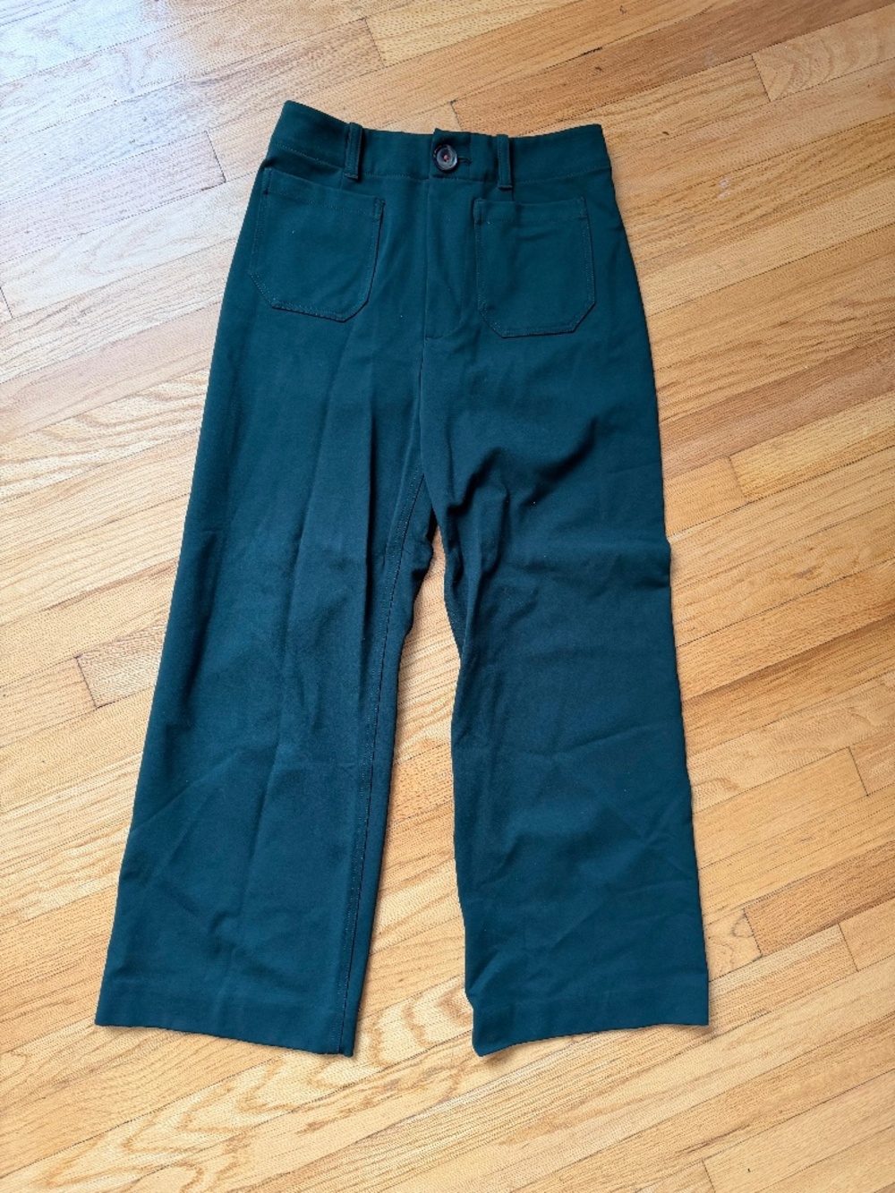 Anthropologie Dark Green Cropped High Waist Pants